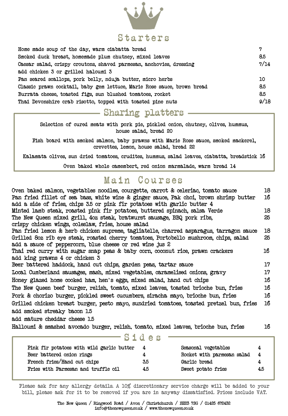 Food & Drink | The New Queen Inn